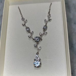 White sapphire necklace silver plated